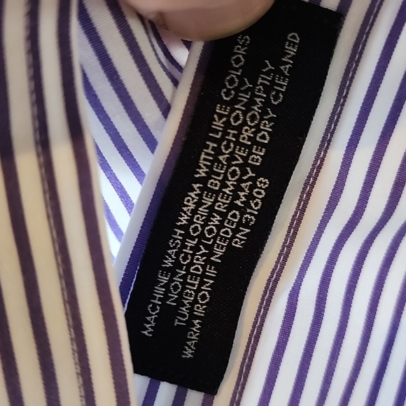Jos. A. Bank Lavender and White Striped Shirt 17-34 - Picture 4 of 5